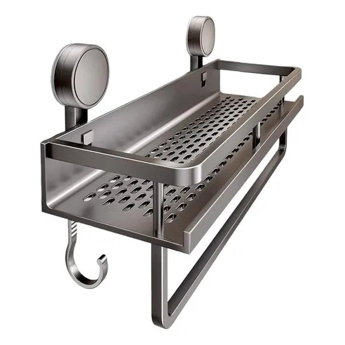 Prateleira de Banheiro com Ventosa Sem Furo | Suporte de Parede Alumínio, Antiferrugem, Organizador para Shampoo e Acessórios