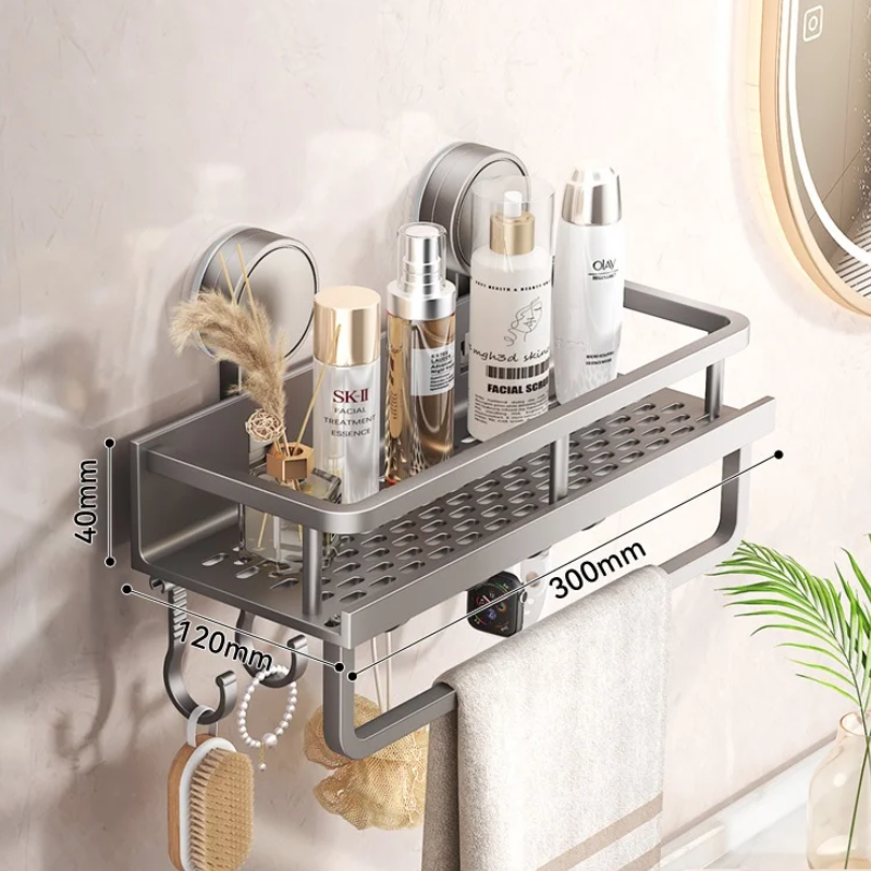 Prateleira de Banheiro com Ventosa Sem Furo | Suporte de Parede Alumínio, Antiferrugem, Organizador para Shampoo e Acessórios