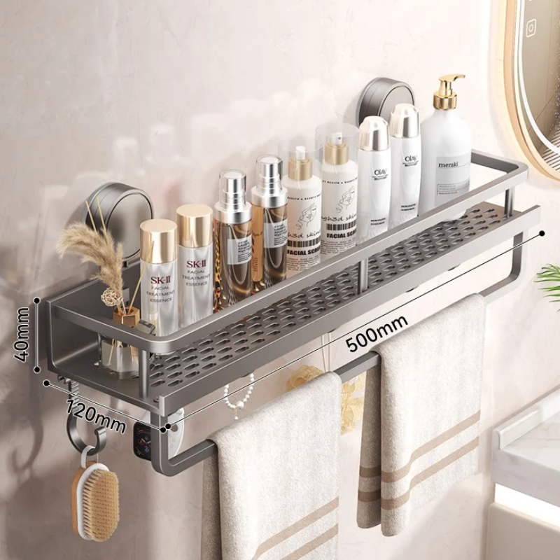 Prateleira de Banheiro com Ventosa Sem Furo | Suporte de Parede Alumínio, Antiferrugem, Organizador para Shampoo e Acessórios