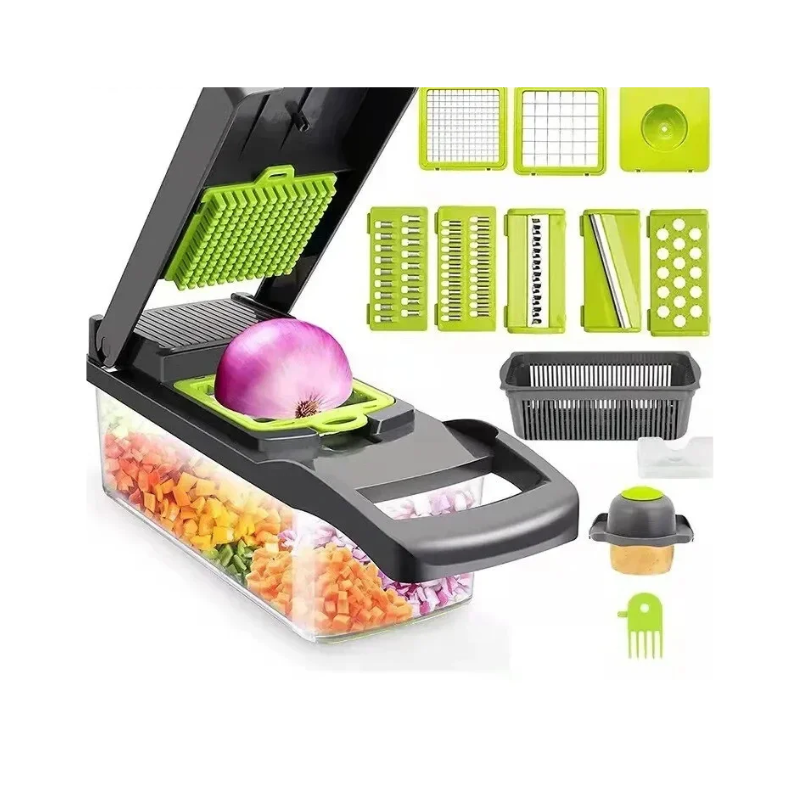 Cortador e Fatiador de Legumes 14/16 em 1 — Multifunção para Fatiar, Ralar e Picar Cebola e Vegetais