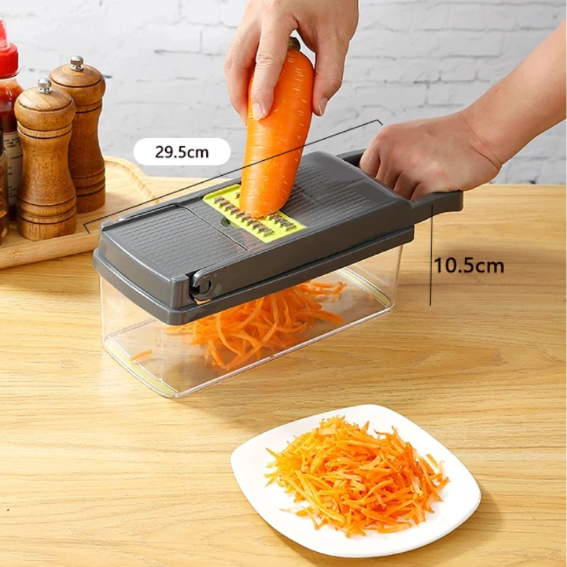 Cortador e Fatiador de Legumes 14/16 em 1 — Multifunção para Fatiar, Ralar e Picar Cebola e Vegetais